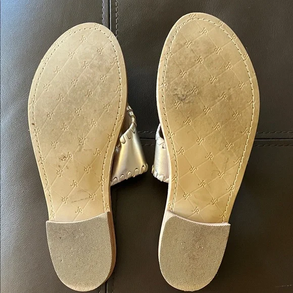 Jack Rogers Silver Slide Sandals with Colorful Embroidery - Picture 3 of 7